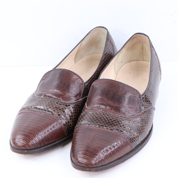 Vintage Genuine Lizard Dress Shoes Loafers Brown main image 6
